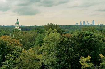Emory campus with Atlanta city skyline