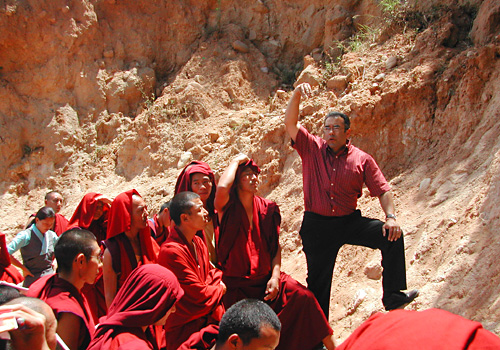 Emory professor teaching in Indian outdoor setting