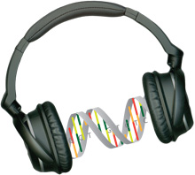 Headphones with DNA illustration