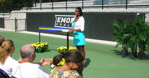 Tennis grandstand dedicated during Homecoming