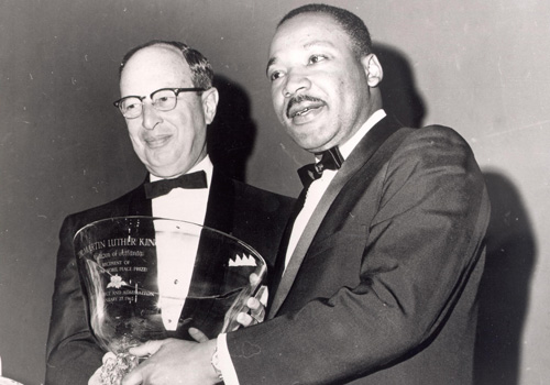 Archival photo of Rabbi Rothschild and Dr. Martin Luther King Jr.