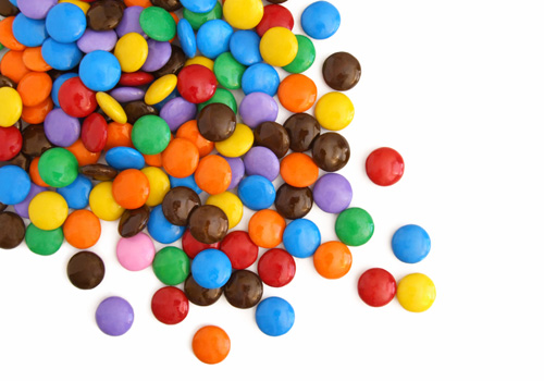 Small candy-coated chocolates
