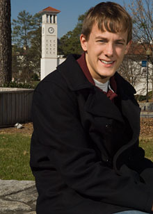 Andrew Hull outside Cox Hall