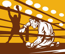 illustration of boxer knocking out opponent