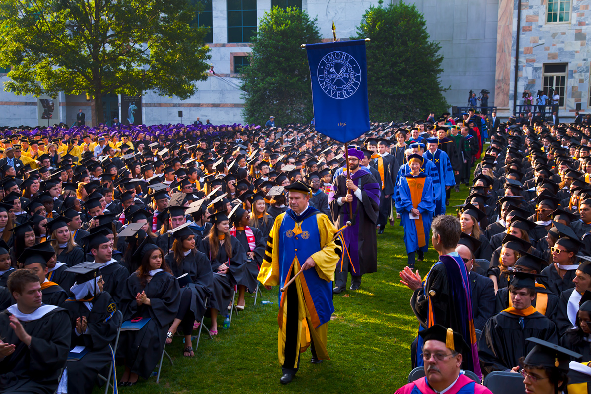 The procession on the Quad at the beginning of the Commencement ceremony