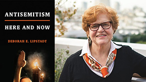 Deborah Lipstadt with her book, Antisemitism: Here and Now