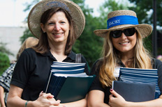 Joining the graduates will be more than 200 volunteers, many donning signature straw hats, who will direct and seat guests.