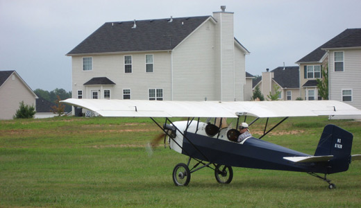 Boatright pilots his Pietenpol airplane.