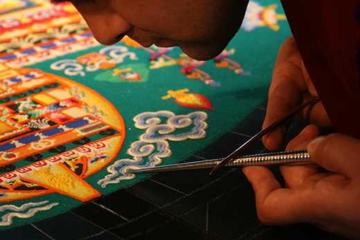 Myron McGhee's photographs reveal the intricate designs, painstaking process and significance of Tibetan sand mandalas.