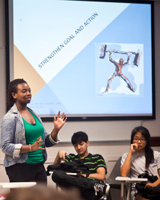 Chelsey Carter, a senior at Emory College, teaches the Health 101 class. 