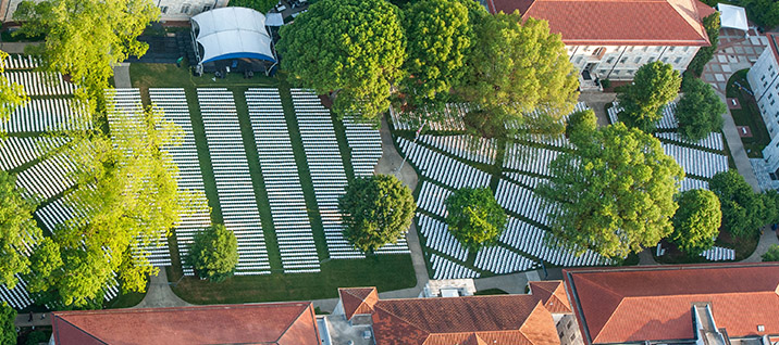 Aerial view of Commencement Setup