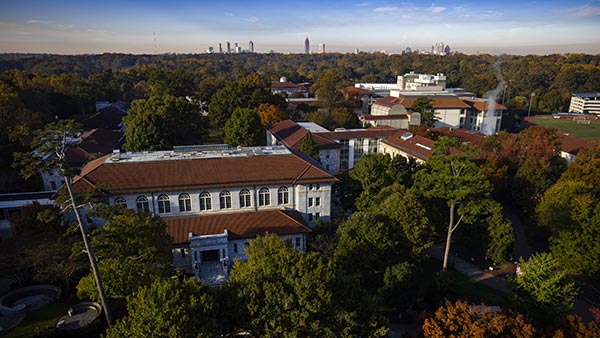 campus buildings aerial view