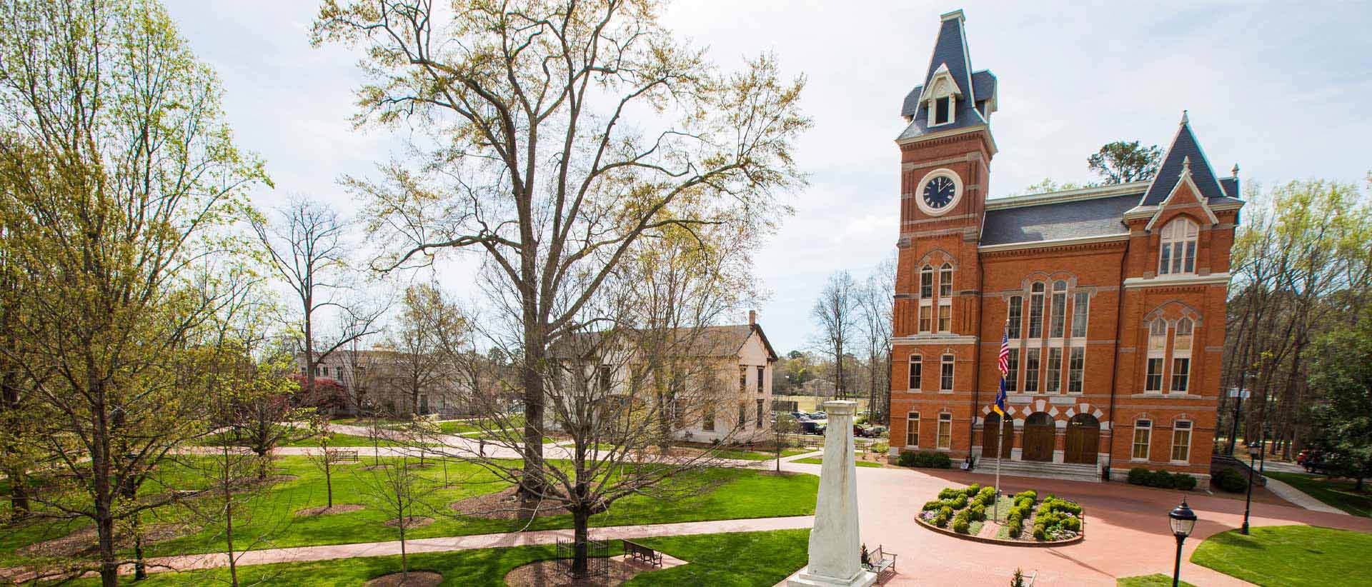 view over oxford quad with seney hall and trees