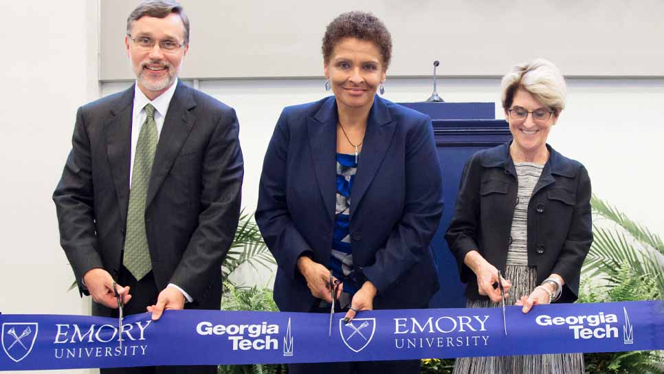 ribbon cutting with ga tech, emory, uga leaders