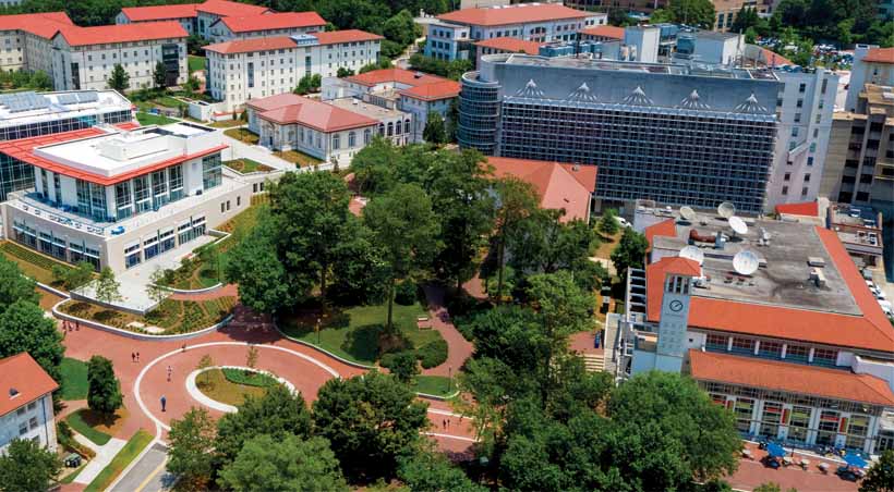 aerial shot of emory campus