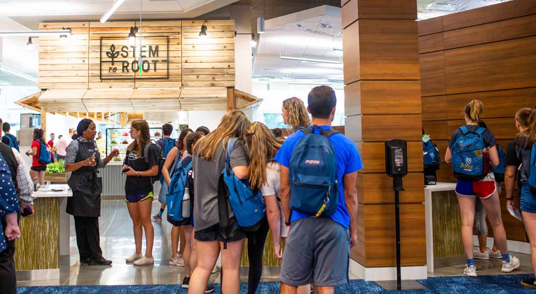 students entering dining hall