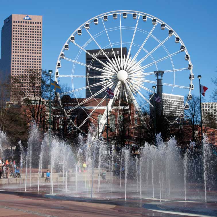 atlanta skyline with ferris wheel