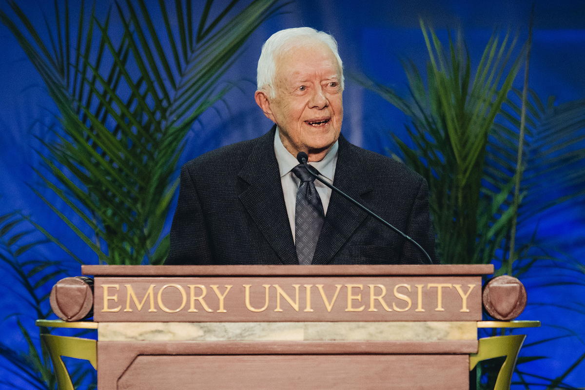President Carter at a podium